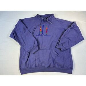 MV Sport Martha's Vineyard Hoodie Purple XL Floral Embroidered Heavyweight